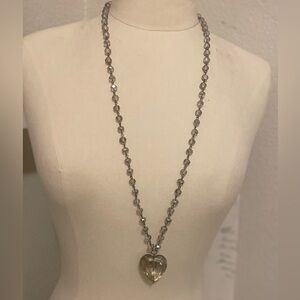 Handmade beaded necklace with faux crystal heart